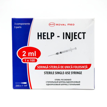 Seringi 2ml cu ac 23G x 1 1/4 - Help Inject - cutie 100 buc
