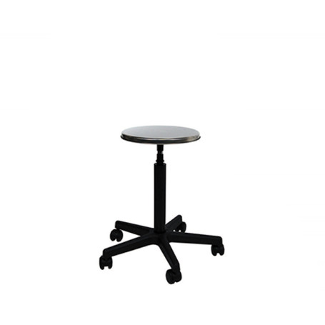 Taburet rotativ cu sezut inox, cu fus filetat, pe rotile - 02.900.00