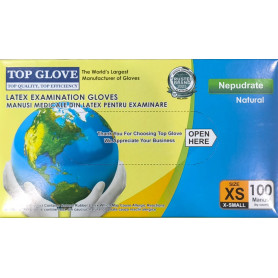 Manusi examinare latex nepudrate Top Glove cutie 100 buc marimea XS